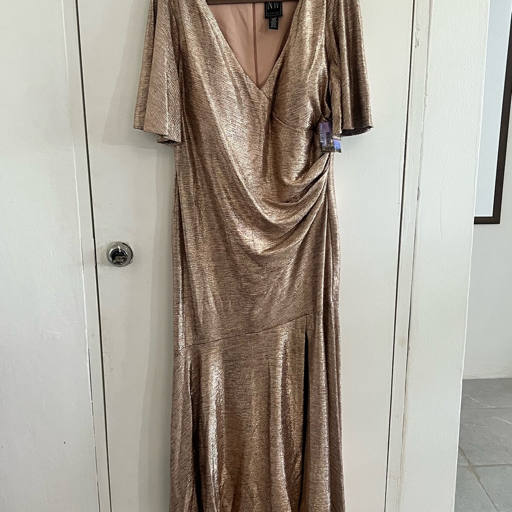 Night Way Collections Gold Wrap Maxi Gown